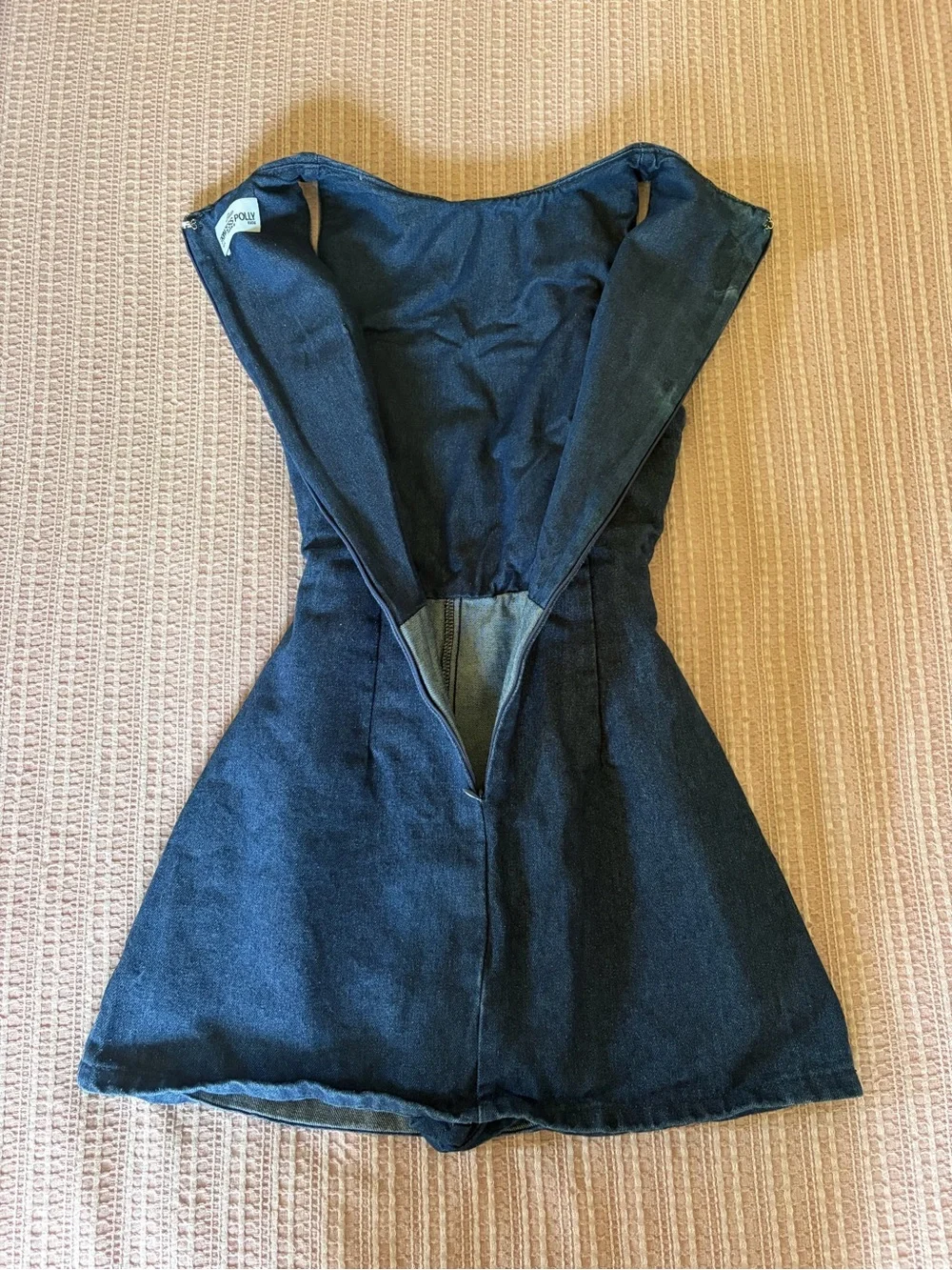 Princess Polly Denim Tie-Back/Front Dress w/ Built-In Shorts - Picture 3 of 6